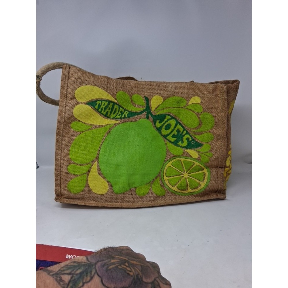 Trader Joe's Jute Citrus/Lemon & Lime Print/Bag/16"X8"X13" C